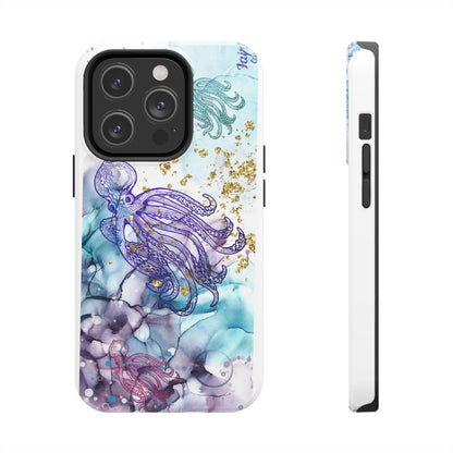 Octopus Art Tough Phone Case — Purple Nautical Sea Creature Design