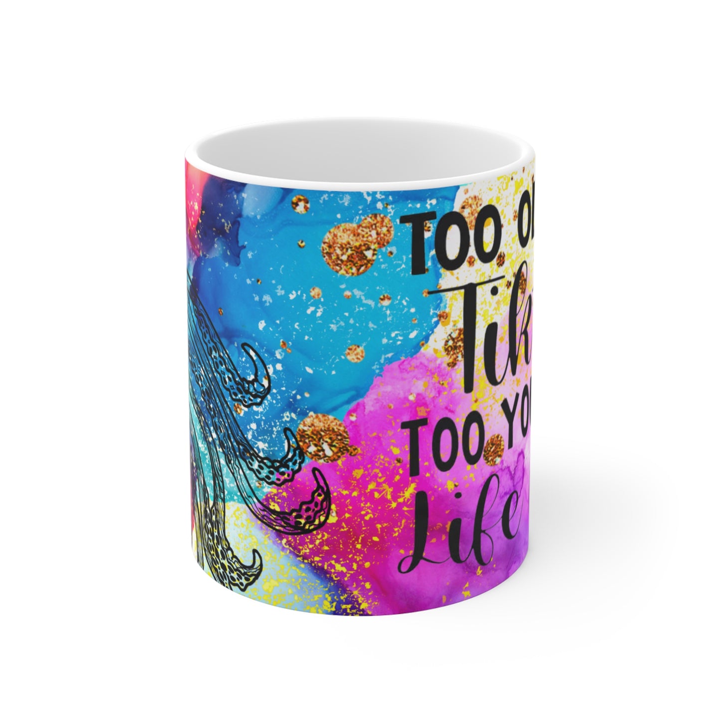 Abstract Rainbow Octopus Mug — Bright Neon Color Splash Coffee Cup