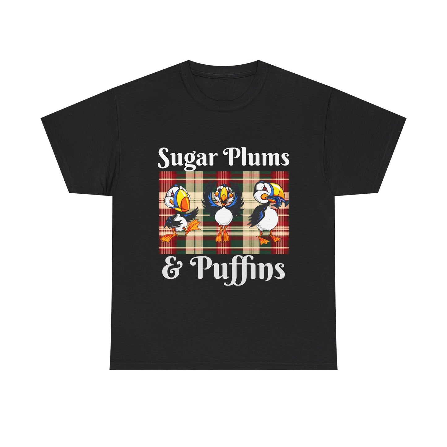 Puffins Plaid T‑Shirt — Cute Puffin Graphic Tee