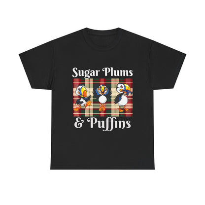 Puffins Plaid T‑Shirt — Cute Puffin Graphic Tee