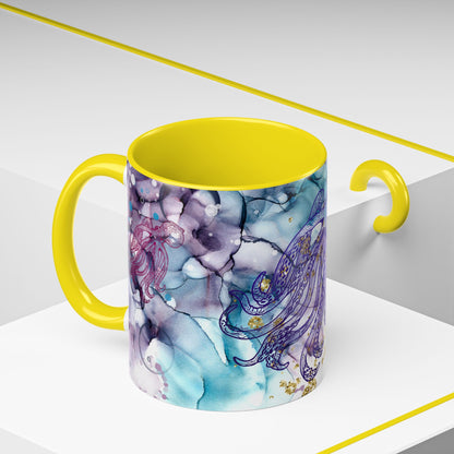 Octopus Watercolor Coffee Mug — Ocean Jellyfish Art Accent Mug (11/15oz)