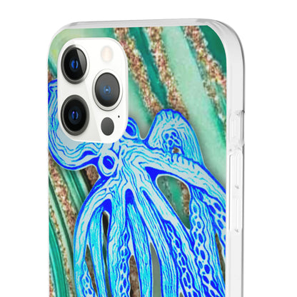 Octopus Seafoam Phone Case — Artistic Blue Octopus Flexible Protective Cover
