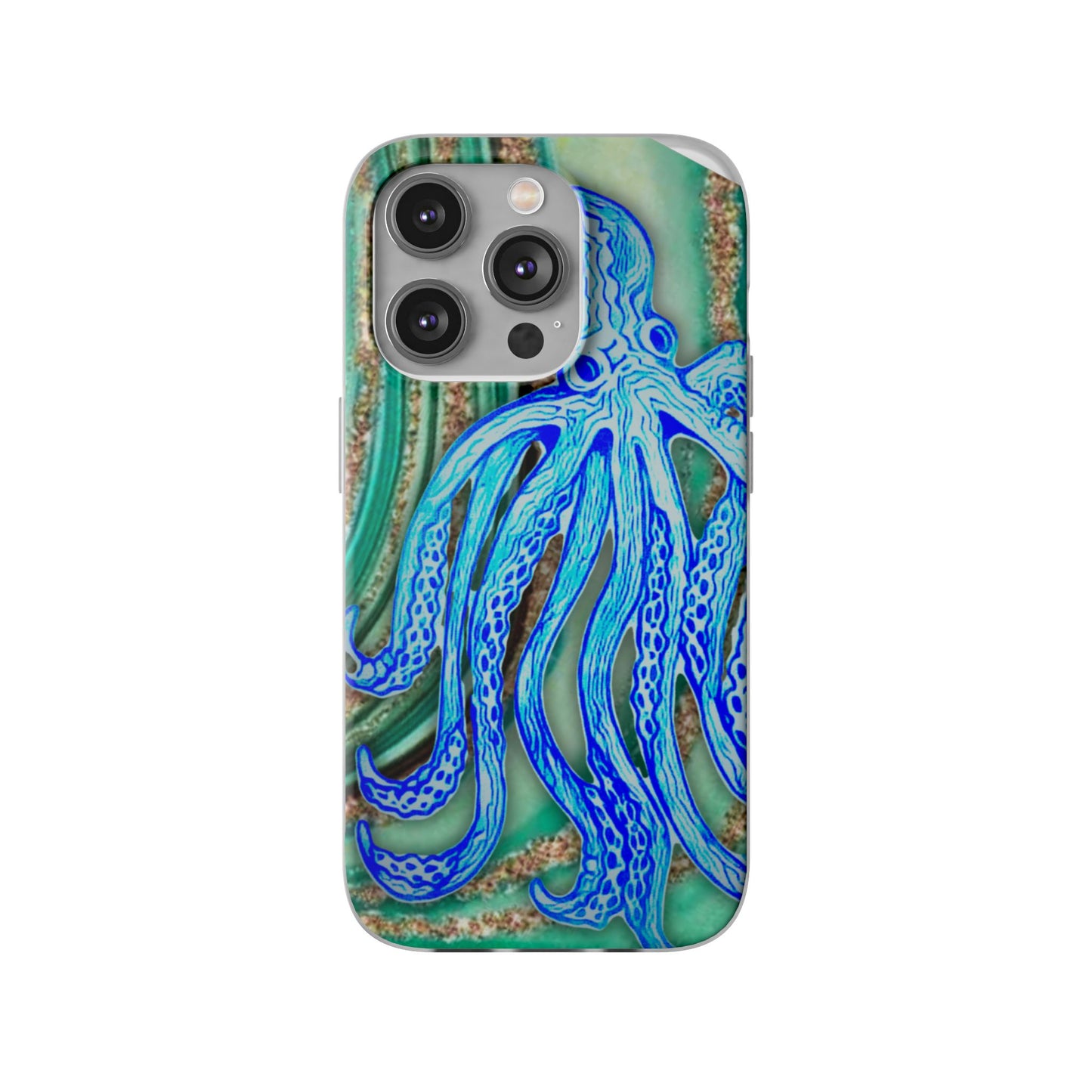 Octopus Seafoam Phone Case — Artistic Blue Octopus Flexible Protective Cover