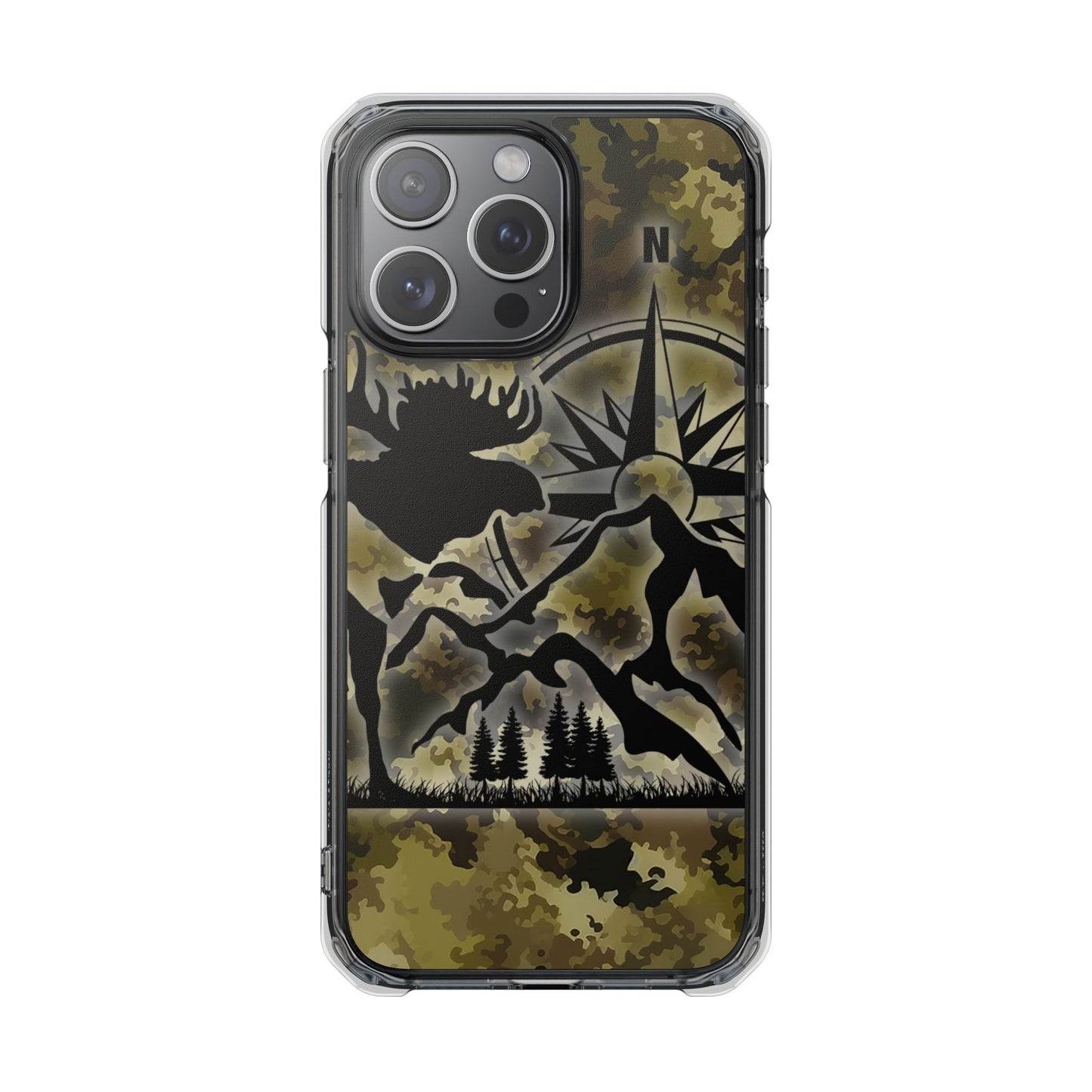 Camo Outdoors Phone Case — Compass & Wildlife Clear Magnetic Impact Case