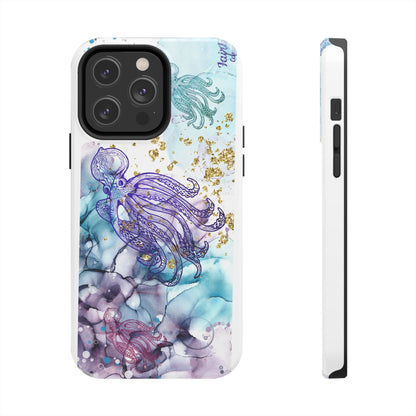 Octopus Art Tough Phone Case — Purple Nautical Sea Creature Design