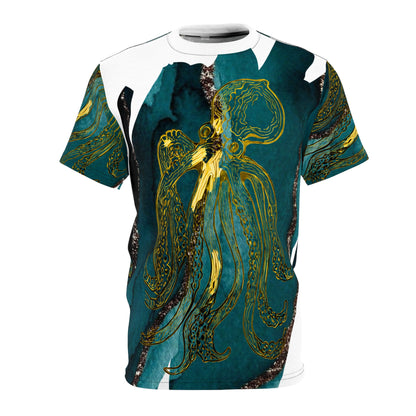 Gold vein Octopus All-Over Print Tee — Nautical Ocean Art Shirt
