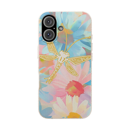 Biodegradable Floral Dragonfly Phone Case – Eco-Friendly Pastel iPhone Cover