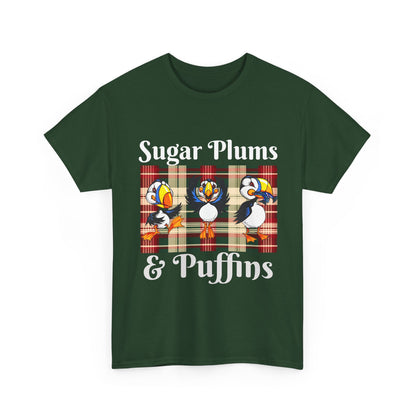 Puffins Plaid T‑Shirt — Cute Puffin Graphic Tee