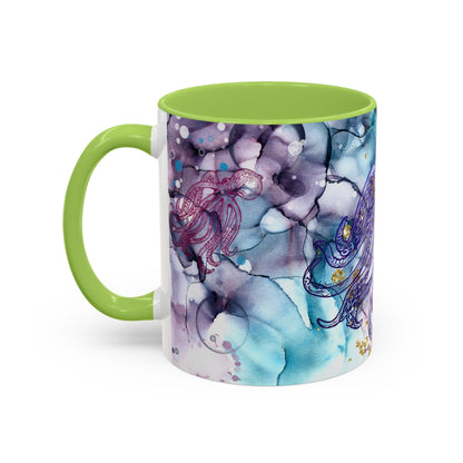 Octopus Watercolor Coffee Mug — Ocean Jellyfish Art Accent Mug (11/15oz)