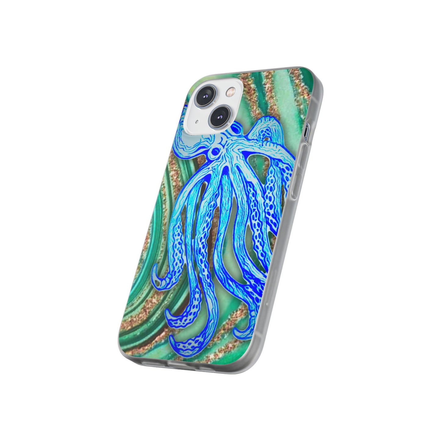 Octopus Seafoam Phone Case — Artistic Blue Octopus Flexible Protective Cover