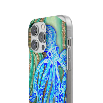 Octopus Seafoam Phone Case — Artistic Blue Octopus Flexible Protective Cover