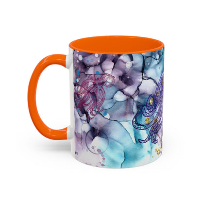 Octopus Watercolor Coffee Mug — Ocean Jellyfish Art Accent Mug (11/15oz)
