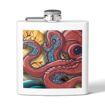 6oz Stainless Steel Flask — Ocean Octopus Art Design