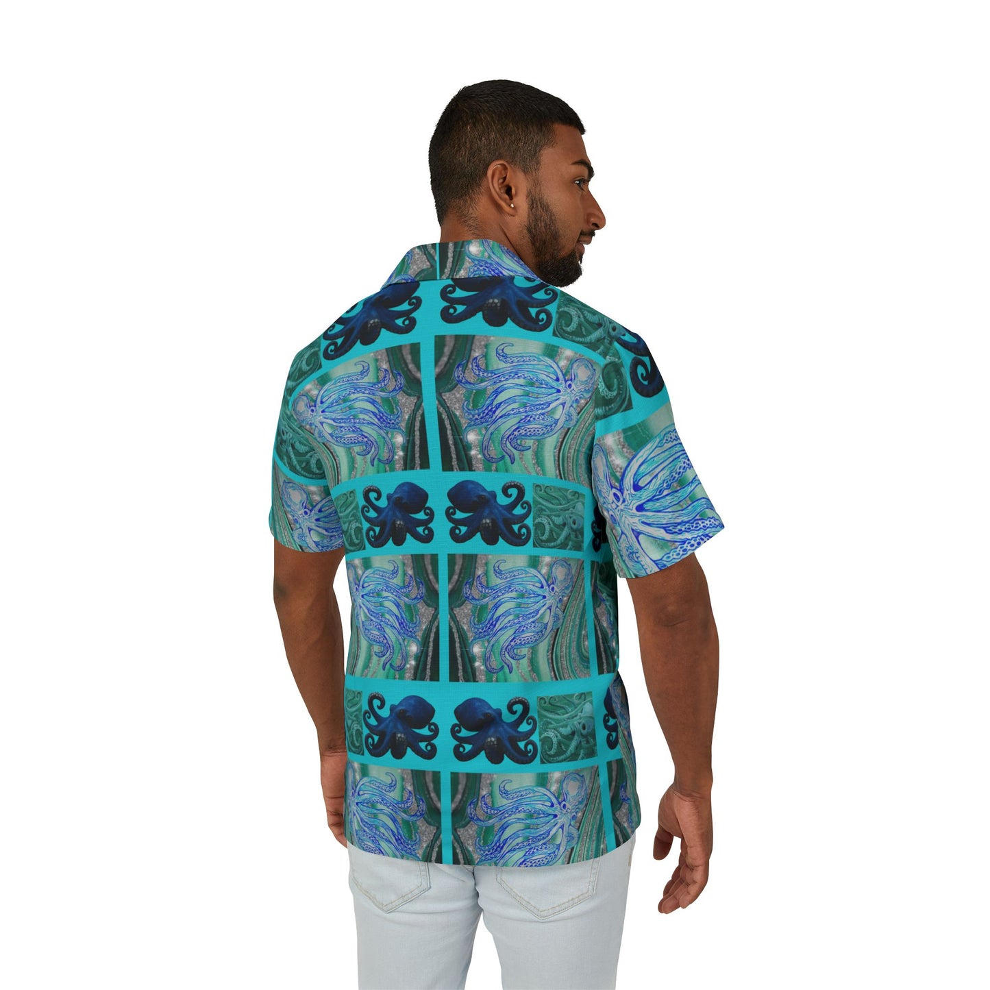 Tropical Octopus Hawaiian Shirt — Teal Ocean AOP Camp Shirt