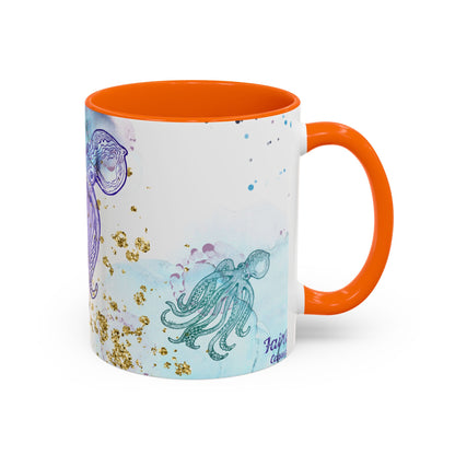 Octopus Watercolor Coffee Mug — Ocean Jellyfish Art Accent Mug (11/15oz)