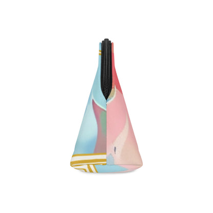 Floral Pastel Makeup Bag — Gold Butterfly Cosmetic Pouch