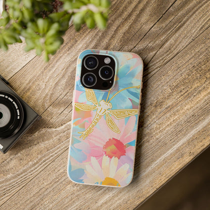 Biodegradable Floral Dragonfly Phone Case – Eco-Friendly Pastel iPhone Cover