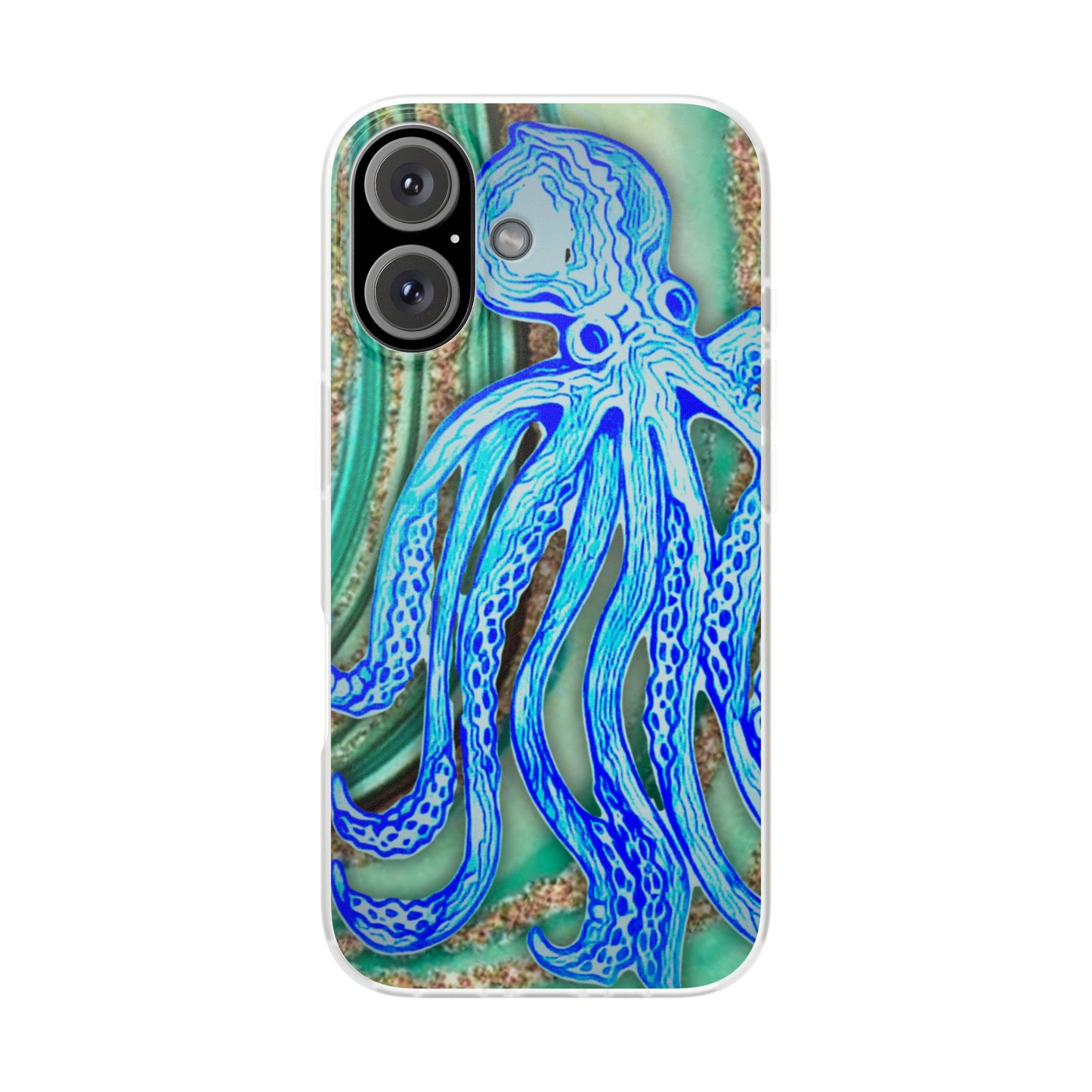 Octopus Seafoam Phone Case — Artistic Blue Octopus Flexible Protective Cover
