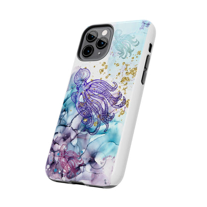 Octopus Art Tough Phone Case — Purple Nautical Sea Creature Design