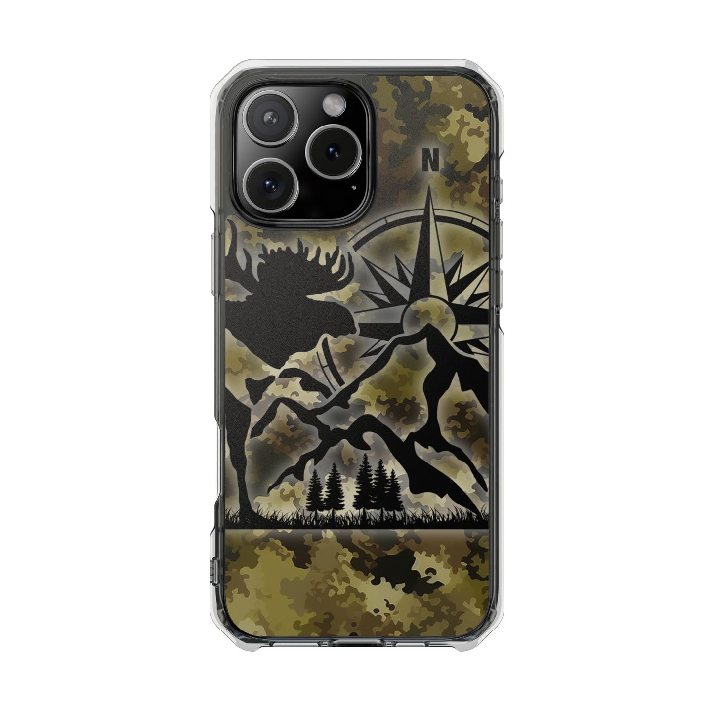Camo Outdoors Phone Case — Compass & Wildlife Clear Magnetic Impact Case