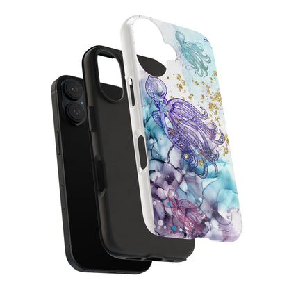Octopus Art Tough Phone Case — Purple Nautical Sea Creature Design