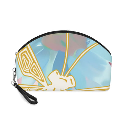 Floral Pastel Makeup Bag — Gold Butterfly Cosmetic Pouch