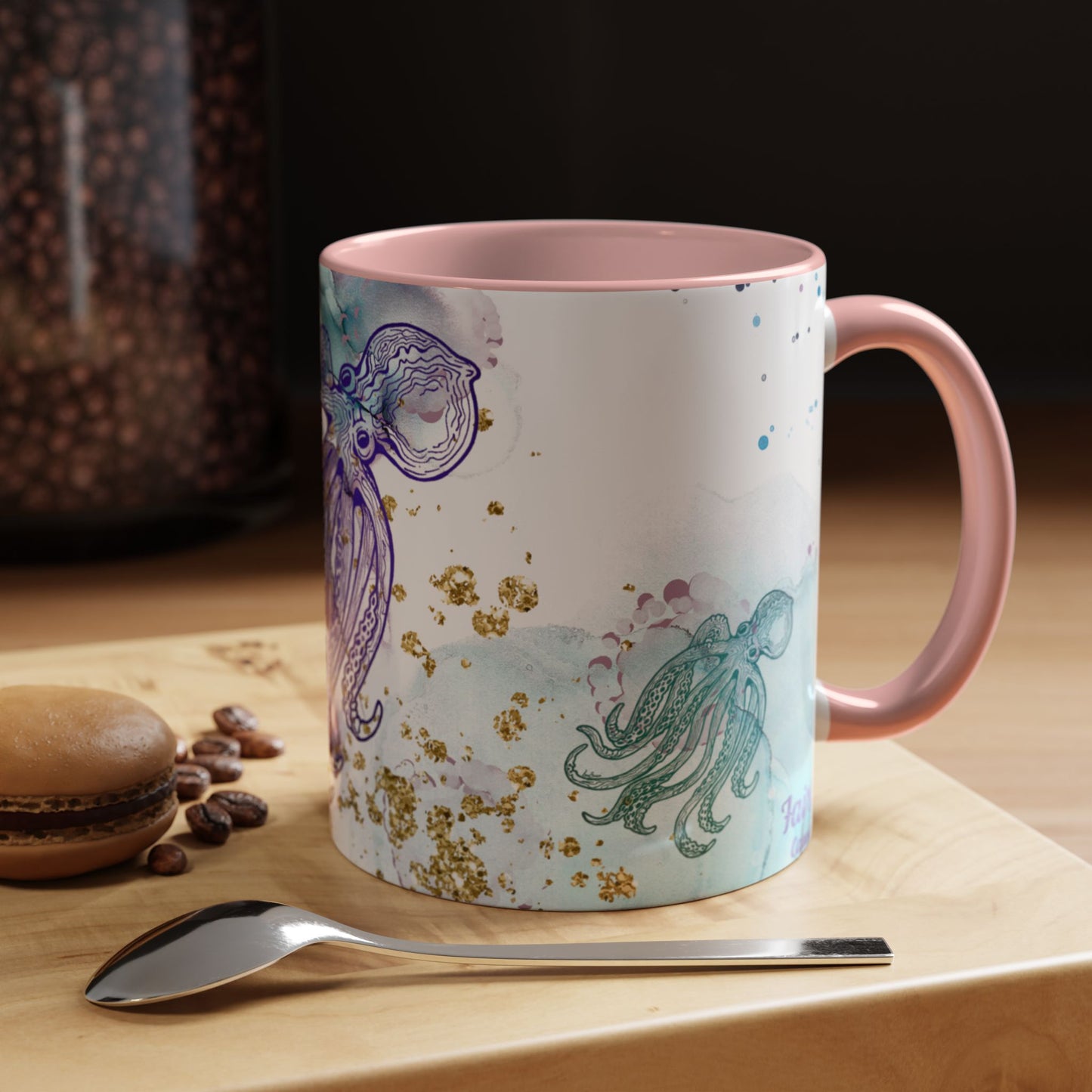 Octopus Watercolor Coffee Mug — Ocean Jellyfish Art Accent Mug (11/15oz)
