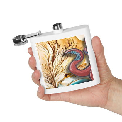 6oz Stainless Steel Flask — Ocean Octopus Art Design
