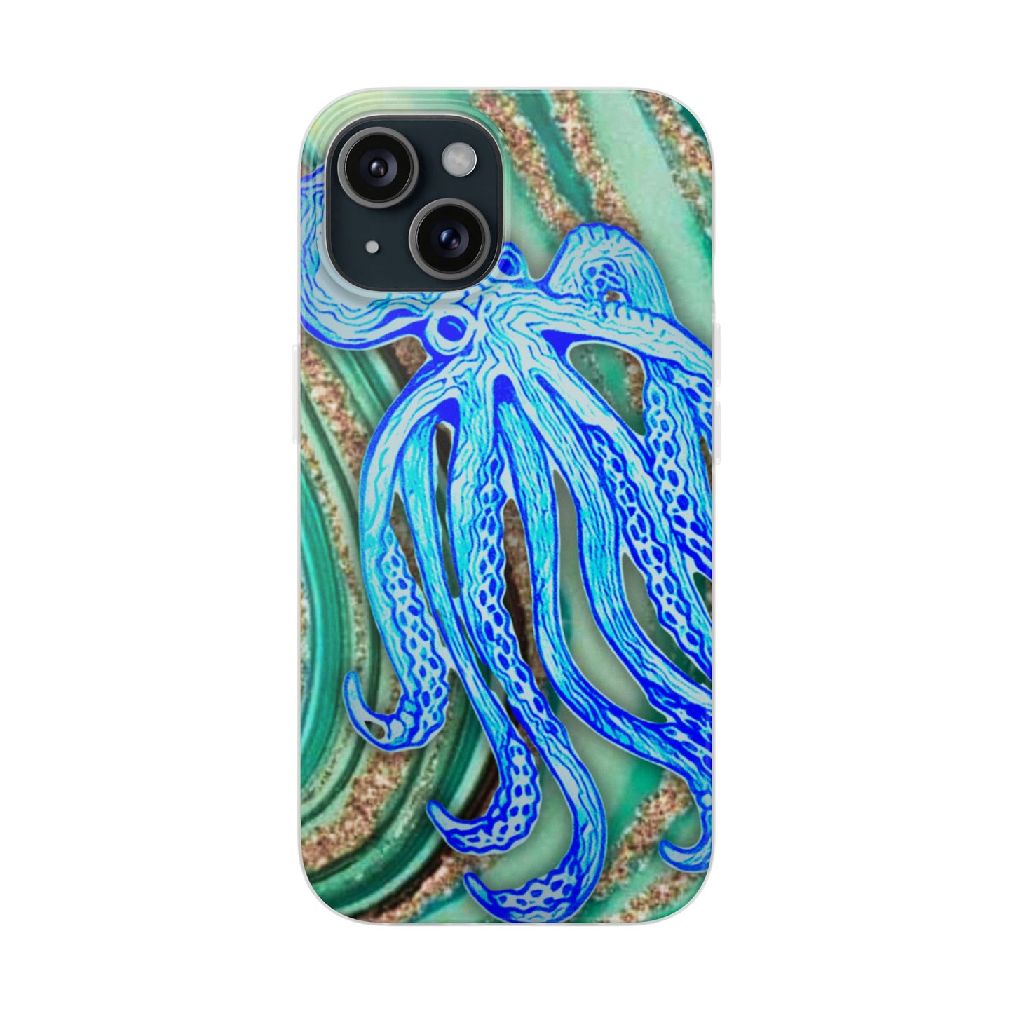 Octopus Seafoam Phone Case — Artistic Blue Octopus Flexible Protective Cover