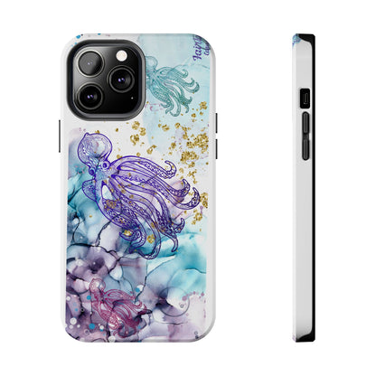 Octopus Art Tough Phone Case — Purple Nautical Sea Creature Design