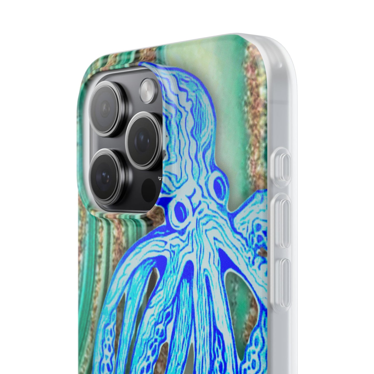 Octopus Seafoam Phone Case — Artistic Blue Octopus Flexible Protective Cover