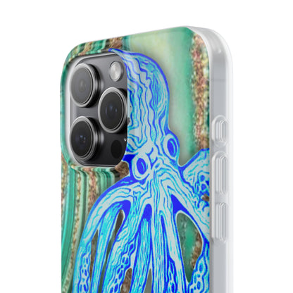 Octopus Seafoam Phone Case — Artistic Blue Octopus Flexible Protective Cover