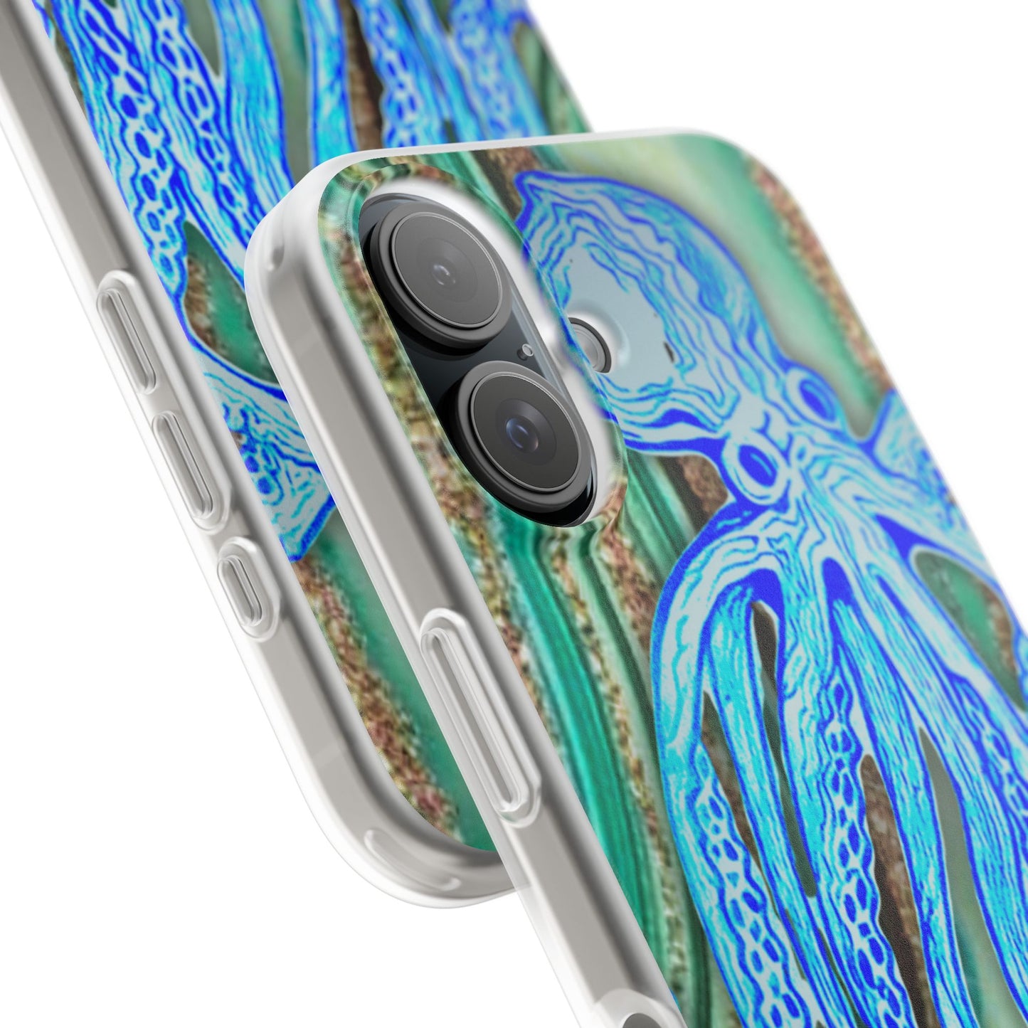 Octopus Seafoam Phone Case — Artistic Blue Octopus Flexible Protective Cover