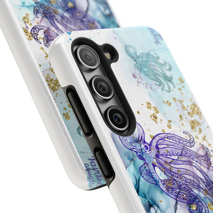 Octopus Art Tough Phone Case — Purple Nautical Sea Creature Design